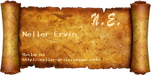 Neller Ervin névjegykártya